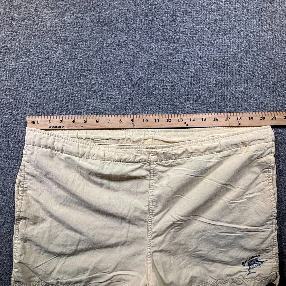 Caribbean Swimwear Board Shorts Mens Medium Beige Embroidered Fish Swim Trunks